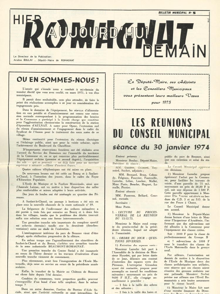Bulletin municipal n°5 – 1974